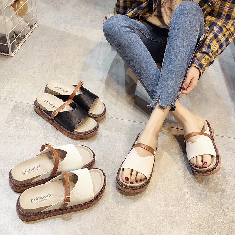 

Cute Women Slippers Summer Open Toe Platform Slide Sandals Ladies Fashion Slip On Wedge Sandals Woman Beach Shoes