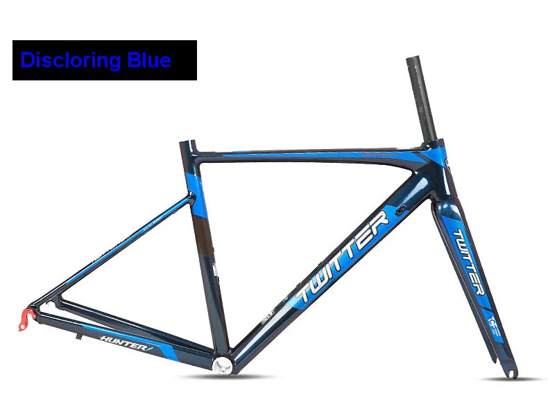 Discoloring Blue Twitter Hunterpro 700C рама для дорожного велосипеда AL7005 вилка карбоновый внутренний кабель V тормоз Обесцвечивающий лак наклейки с рисунком - Цвет: Discoloring Blue