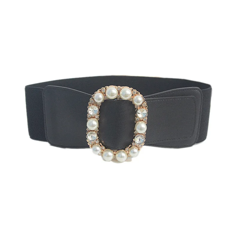 Пояс женский SISHION 2022 новой моды с эластичной талией VD2764 черный и белый пояс с бисером