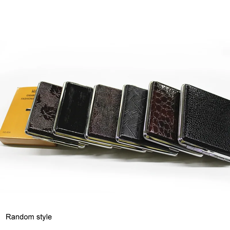 

1pcs /pack Faux Leather Metal Frame Lighter Household Merchandises Storage Case Box Container Cigarettes Black Cigarette