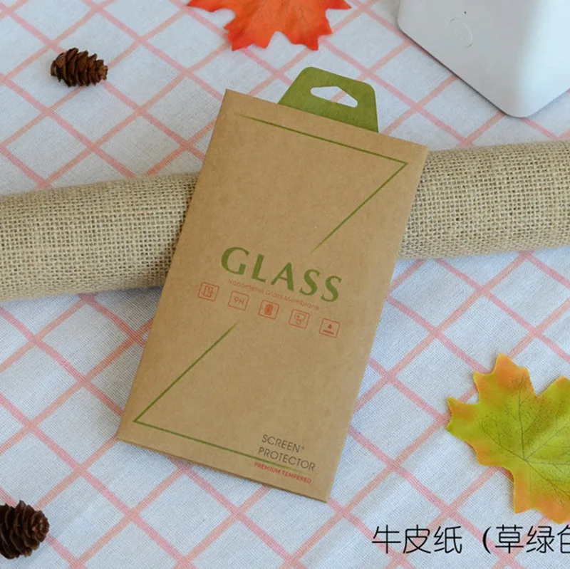 Brown Green 100 шт защита для экрана из закаленного стекла, цветная бумага, универсальная упаковочная коробка для iphone XR X Max 8 7 6S SE 5S samsung - Цвет: Brown Green