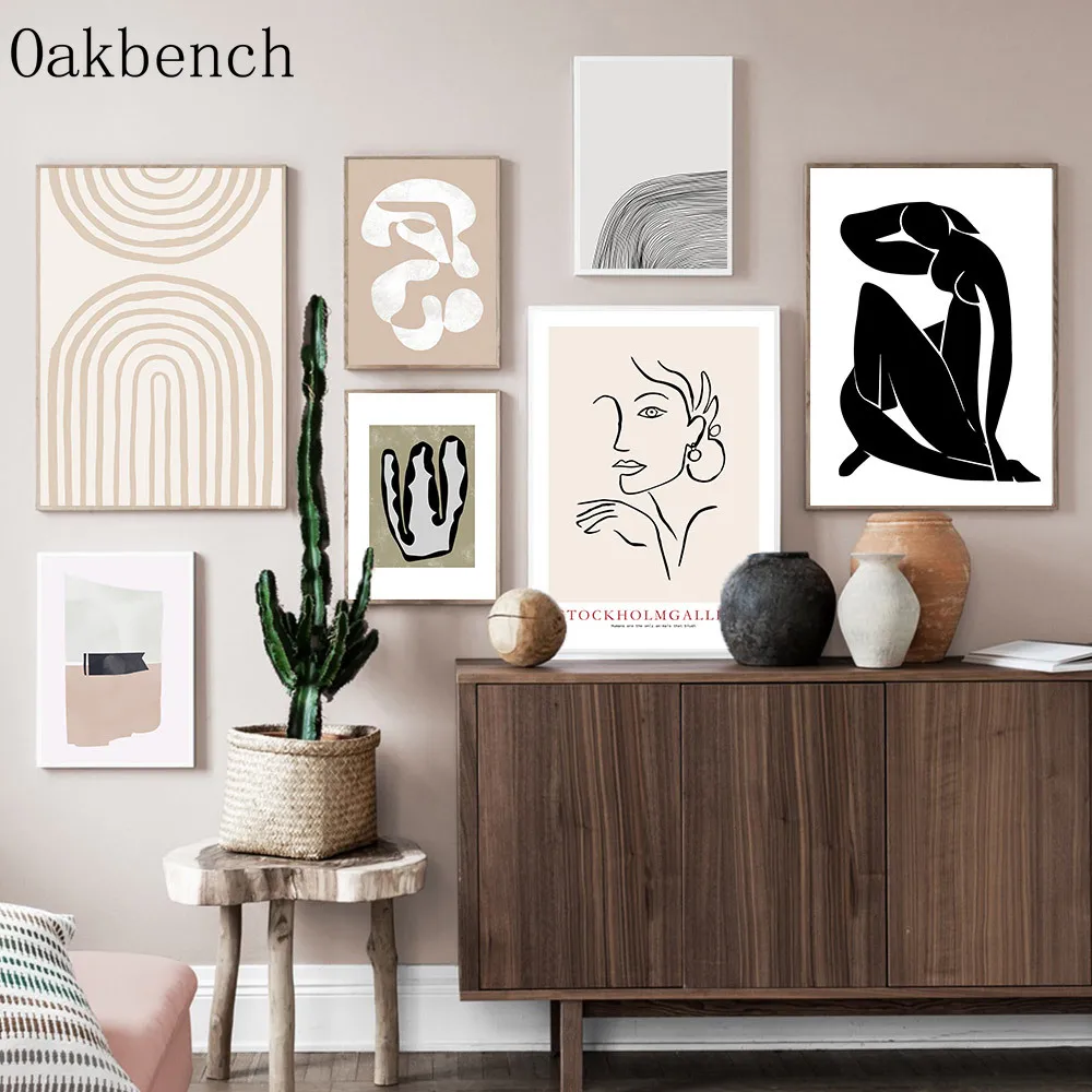 Абстрактная печать плакат с женской линией рисование на стену радужная живопись