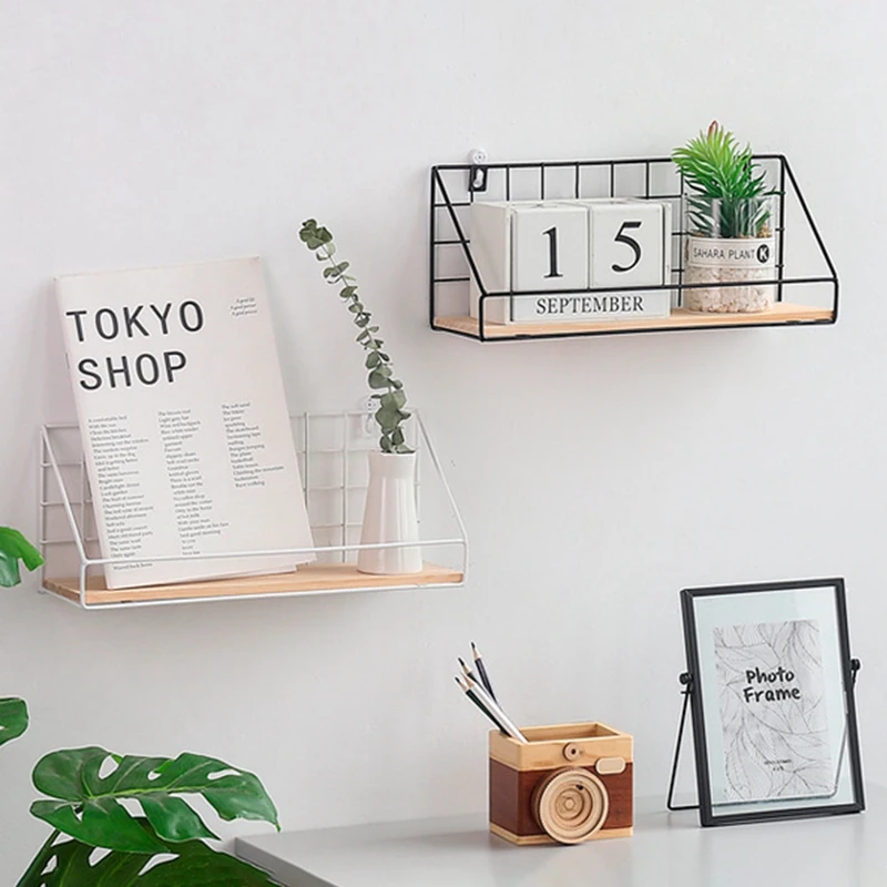 

Деревянная и железная настенная полка-органайзер, держатель, кухонные принадлежности, подвесной шкаф для хранения, органайзер для дома/ван...