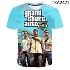 Мужскаяженская футболка большого размера, с 3D-принтом Grand Theft Auto Game, с коротким рукавом