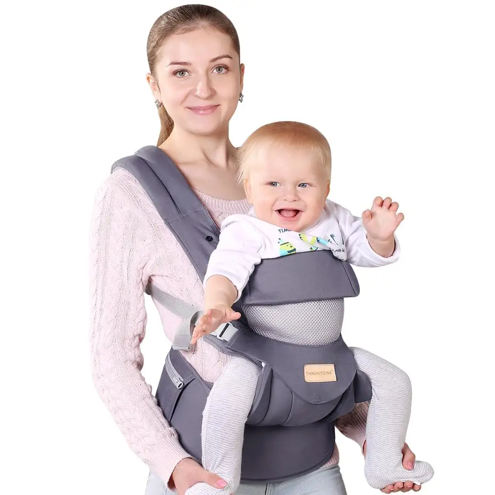 Детская переноска с регулируемым бедрами мягкая дышащая капюшоном для младенцев