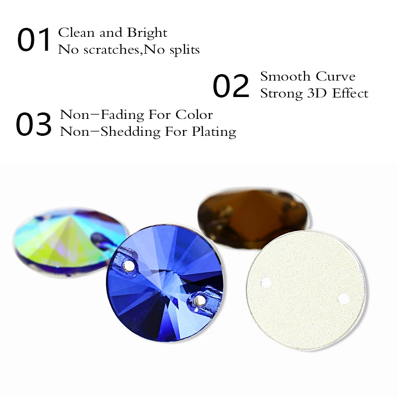 50 шт. нашивки Rivoli для одежды блестящие стразы с плоским основанием круглые