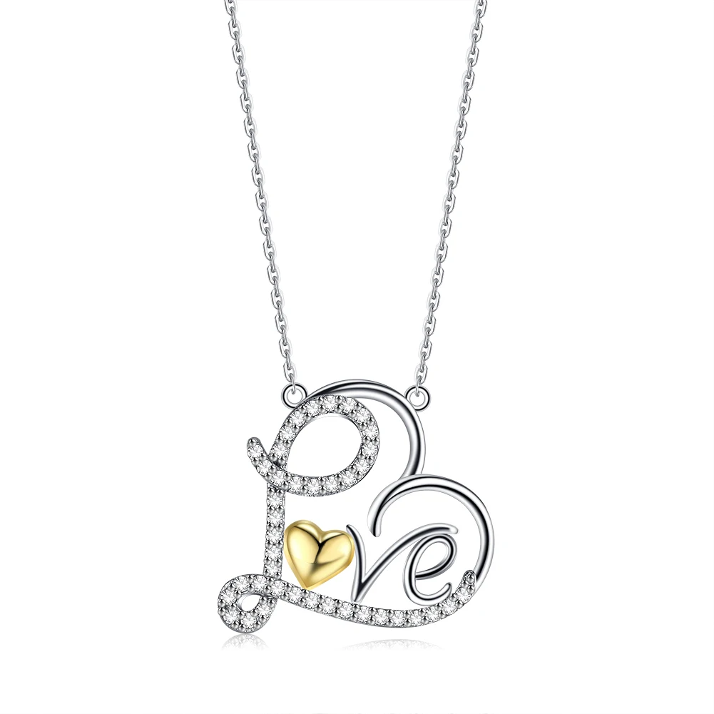 

INALIS Heart Shape Series Necklace For Women S925 Sterling Silver Letter Love Plating Gold Cubic Zirconia Full Love Fine Jewelry
