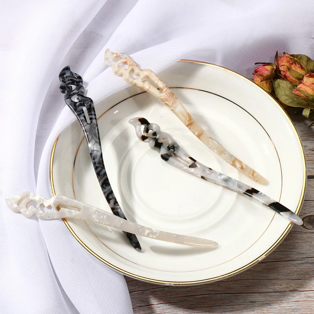 1 шт. ретро простота китайский Стиль заколка для волос из акрила палочек еды и