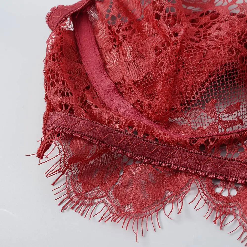 Нижнее белье сексуальный комплект с бюстгальтером женский красный кружевной