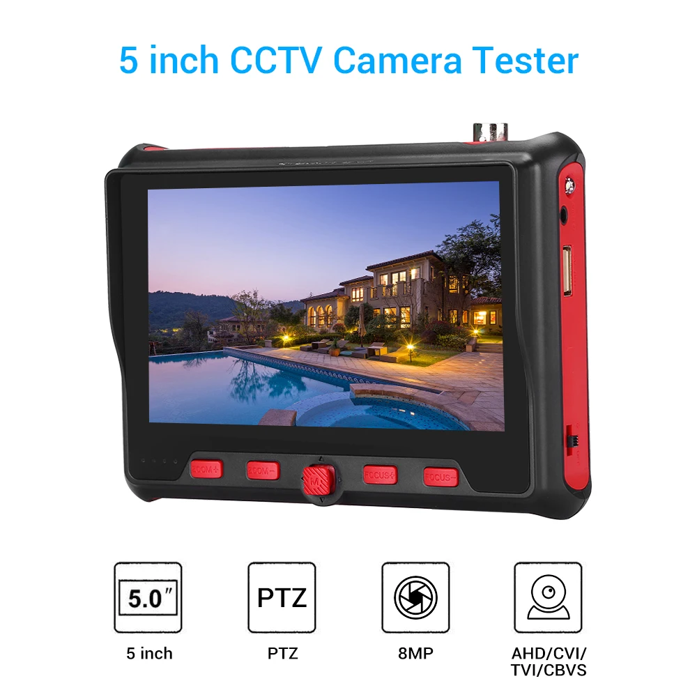 5 'Ɗ в 1 TVI CVI AHD CVBS CCTV камера тест er монитор безопасности 8MP HD 1080P портативный