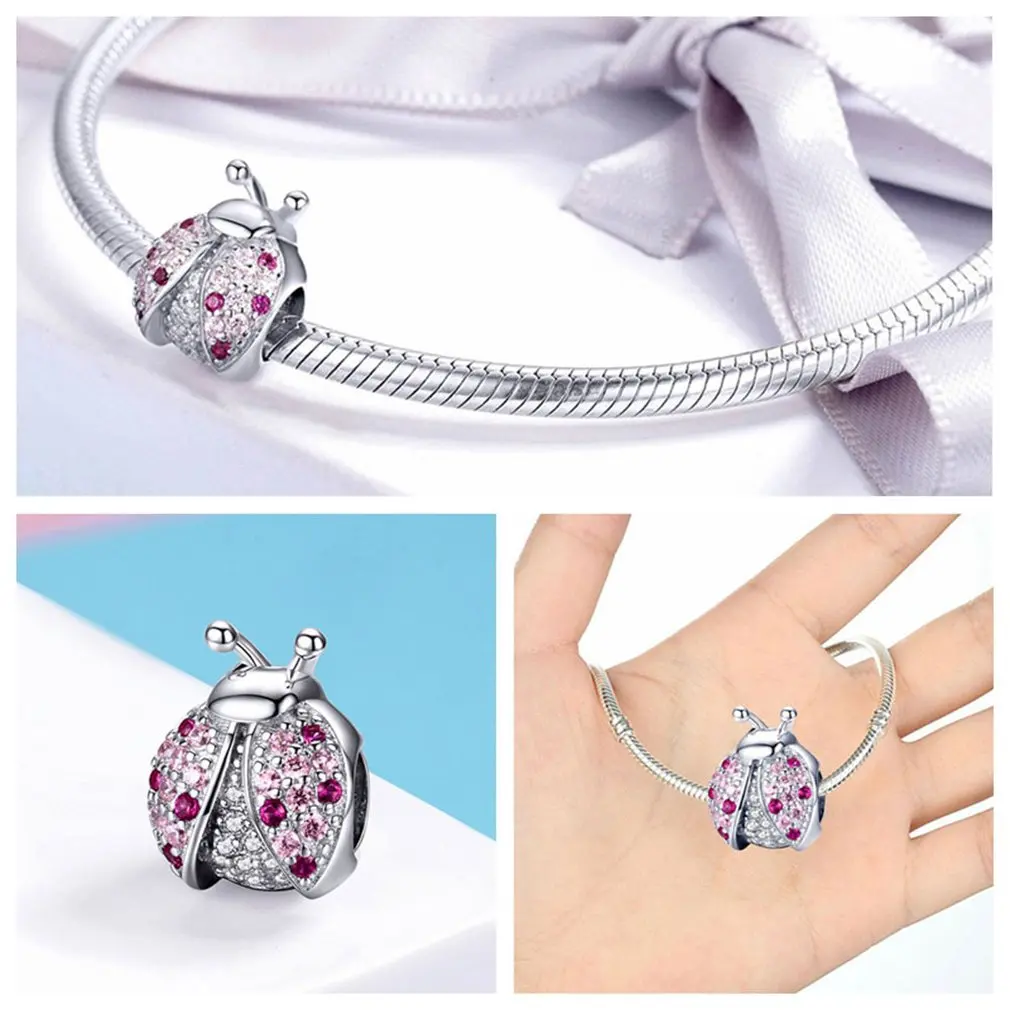 Silver Pendant For Chain Bracelet Fashion Ladybug Gift Ladies Delicate |
