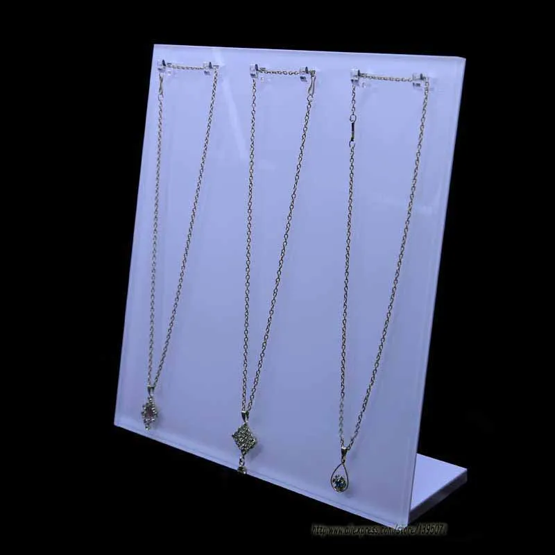 

High Quality white 6 Hooks Necklace Display Stand Jewelry Showing Rack Shelf L Necklace Holder Erasel 5mm and 8mm Available