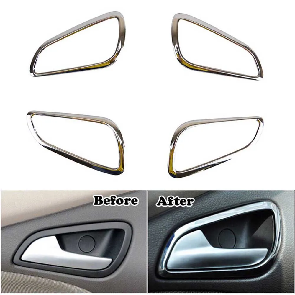 

For Ford Focus Mk3 12-14 Chrome Interior Inner Door Handle Bowl Cover Trim Catch Frame Molding Garnish Surround Matte