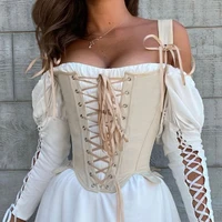 vintage cut out corset waist top womens summer sleeveless bodyshaper bustier fishbone band tank tops fashion streetwear