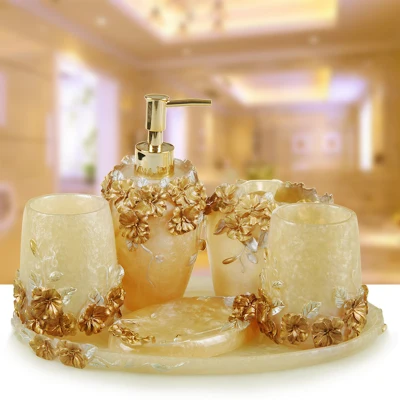 Каучука и Романтический Ванная комната 5 шт. в наборе с подносом европейском