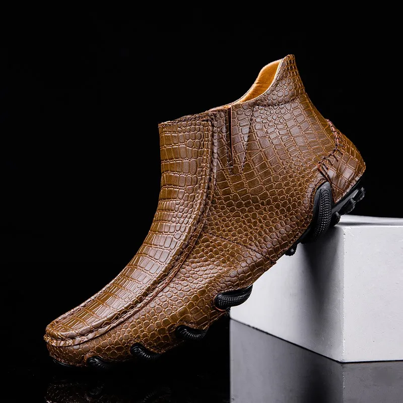 

Chelsea Boots Large Size Men Ankle Boots High Grade Slip on Buckle Strap Wingtip Brown Black Shoes Basic Boots Men Retro Brogue