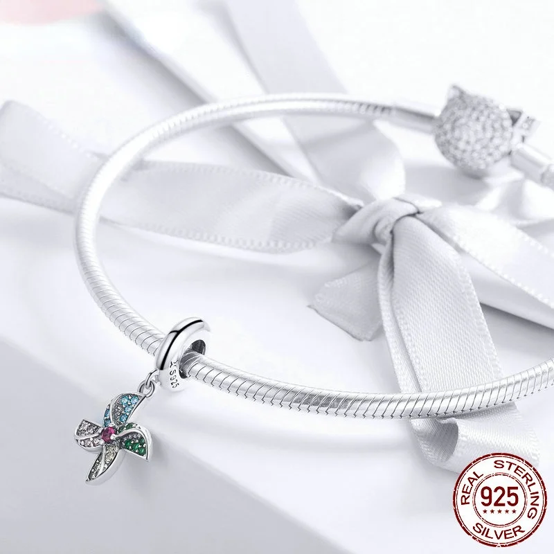

Fashion Real 925 Sterling Silver Windmill Pendants Charms fit Bracelets Necklace Engagement Accessories SCC971