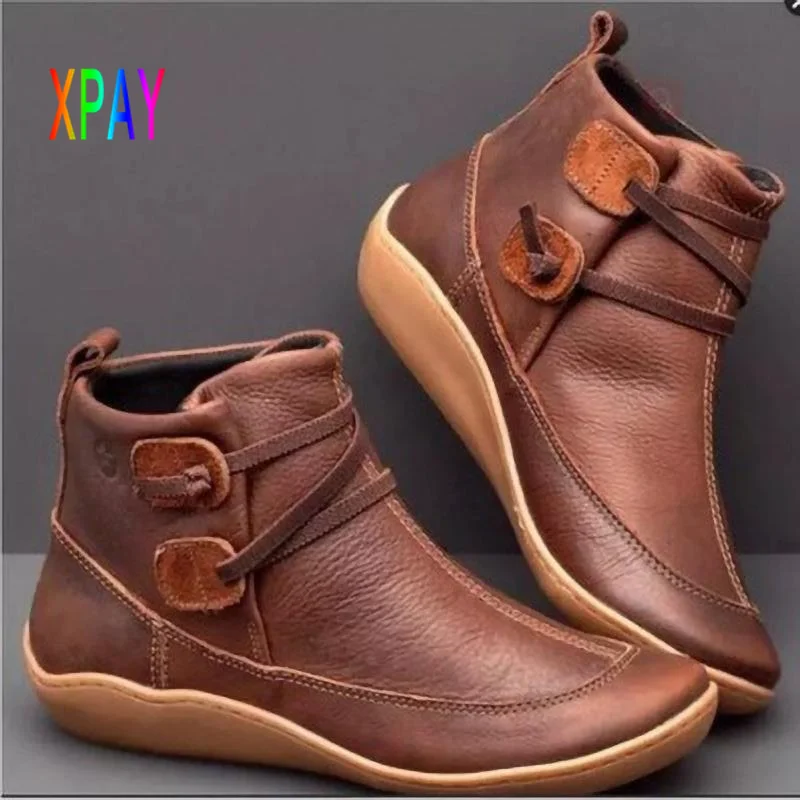

2021 Winter New Women's Boots Retro Boots High Quality PU Waterproof and Warm Short Plush Boots Black Snow Boots Botas De Mujer