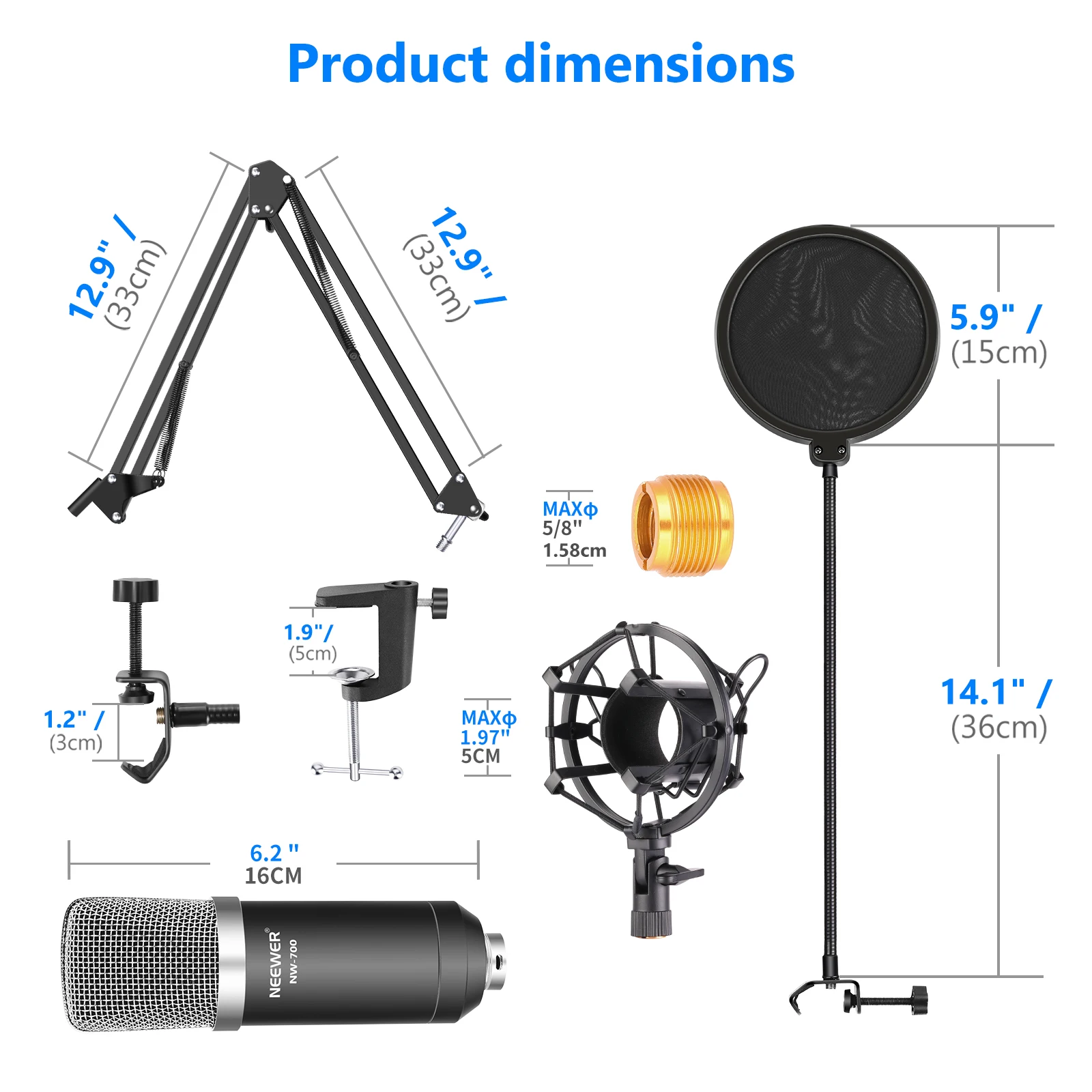 Neewer NW-700 Профессиональный конденсер микрофон NW-35 подвеска стрела подставка + XLR