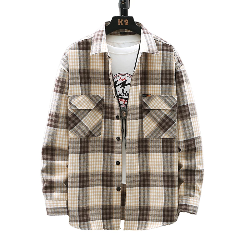 

Fashion Men Slim Fit Shirts Long Sleeve Cotton Plaid Tee Shirts Casual Chemise Homme Mens Checkered Casual Handsome Men Blouse