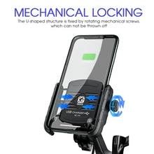 SAMTIAN Aluminum Motorcycle Phone Holder Mount Moto Bicycle Handlebar Bracket Stand for 3-7.0 Inch Mobile Phone Rearview Mount