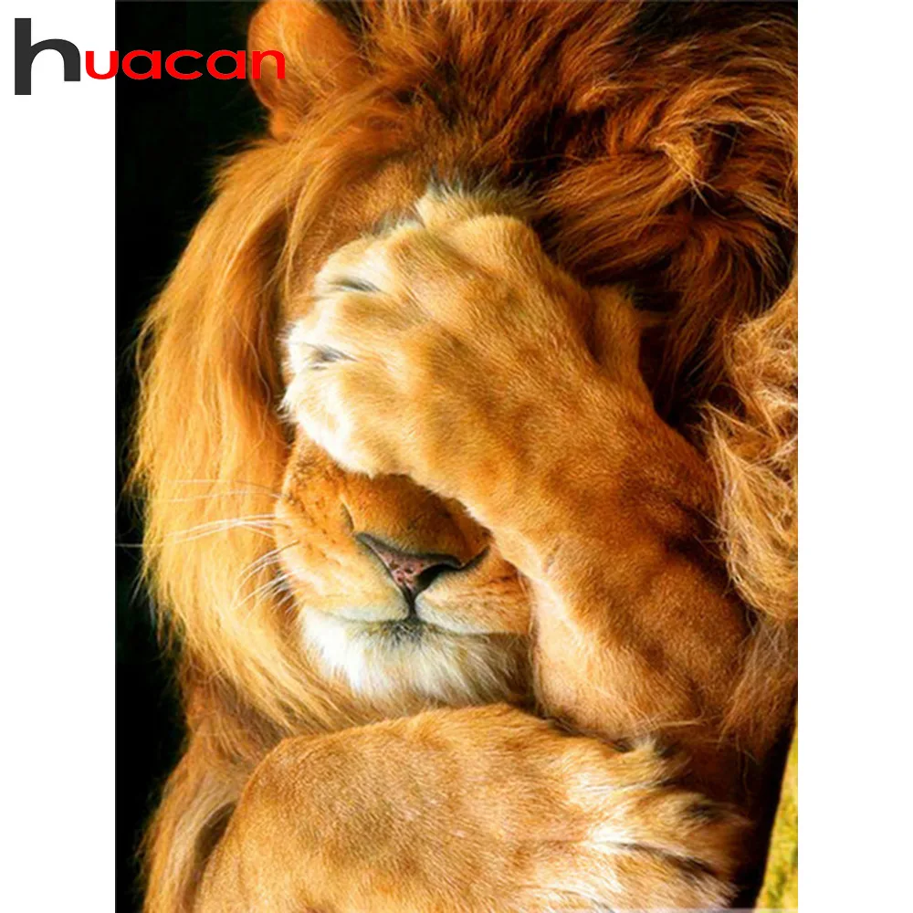 Алмазная мозаика в виде льва Huacan картина с квадратными/круглыми камнями животное