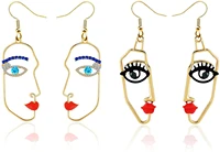 hollow human face earrings for women girls abstract art face earring 2pc hypoallergenic dangle earrings face contour jewelry