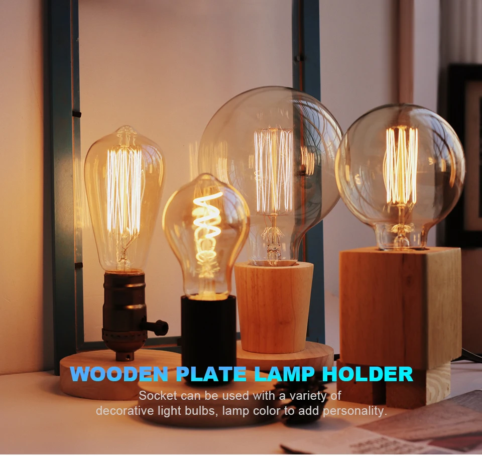 

Retro Wood Table Lamp Vintage Desk Lamp 220V E27 EU Plug Base Holder Table Light Living Room Bedroom Home Decor Bedside Lamp