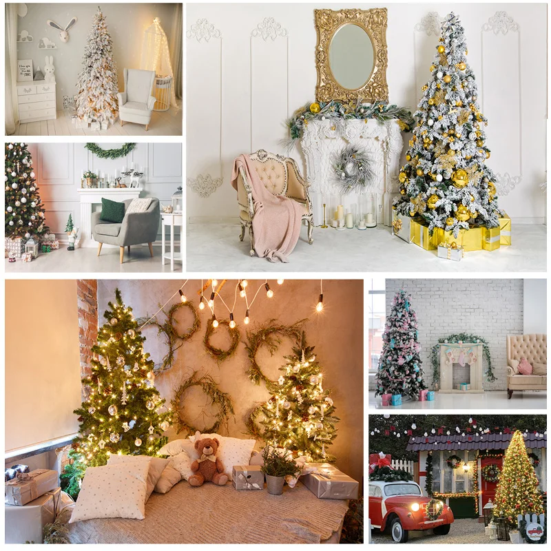 

Christmas Indoor Theme Photography Background Christmas tree Children Portrait Backdrops For Photo Studio Props 21523 DYH-03