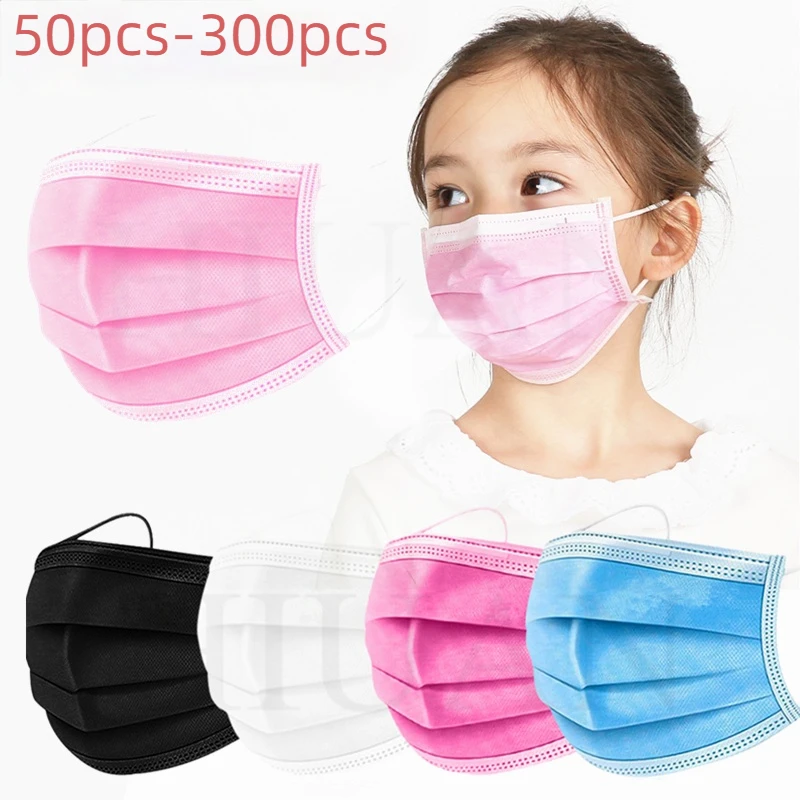 В переменного тока 50 300 шт. детская маска для лица одноразовые маски 3 Слои фильтр