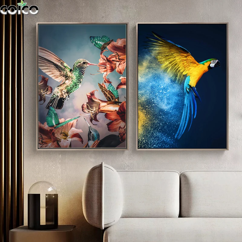 

Parrot Wall Art Canvas Painting Home Decor Watercolor Bird Animal Print Poster Nordic Modern Classical Picture for Living Room