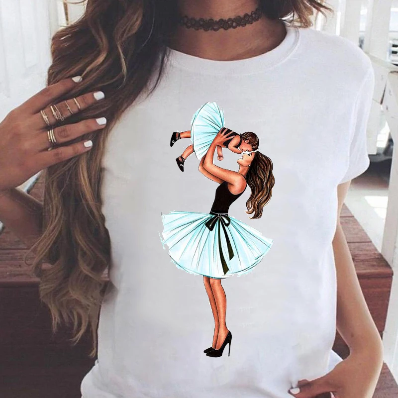 

Women Graphic Daughter Cute Girl Mama Mom 90s Mother Summer Cartoon Cute Fashion Print Female Clothes Tops Tees Tshirt T-Shirt