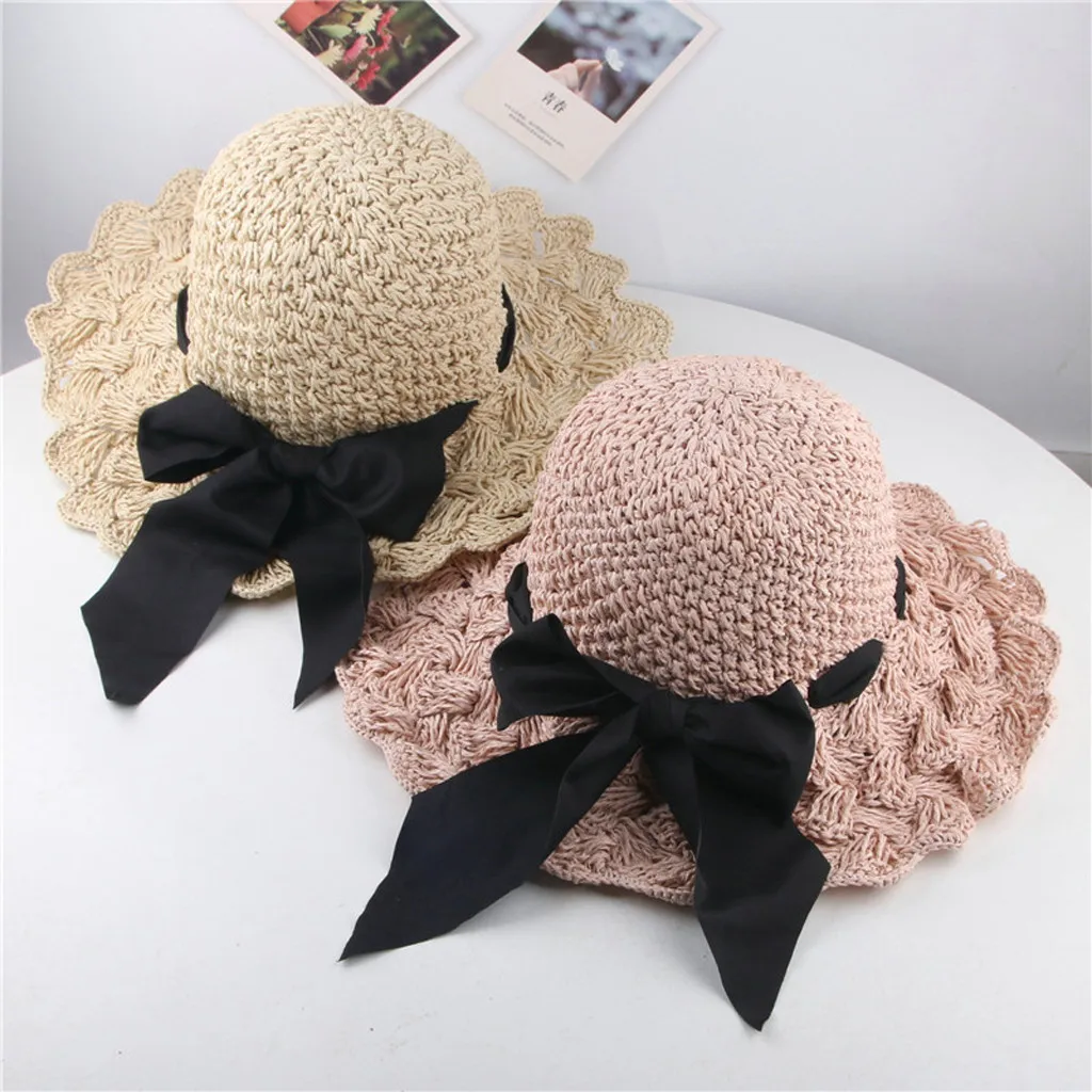 Летняя детская соломенная волнистая шляпа Корейская версия Смешанных Цветов