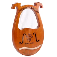 19 metal string wooden mahogany lyre harp musical instrument with tuning wrench and spare strings