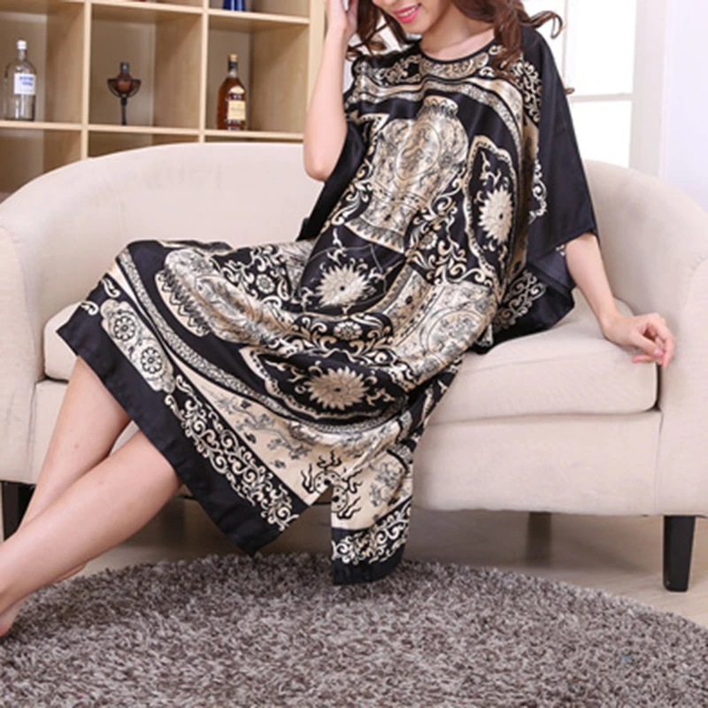 

Women Nightdress Creative Print Pyjama Half Sleeves Female Nightwear Knee Length Ladies Homewear Nightgowns Night Sexy Costumes