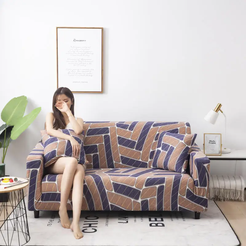 

Nordic Striped geometry Sofa Cover Detachable Fully Wrapped Sofa Covers for Living Room L-shaped Corner Couch of Sofa