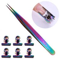 6pcs russian c curve nail extension pinching clip tool stainless steel acrylic nail pincher clips fiber glass nails art tweezers