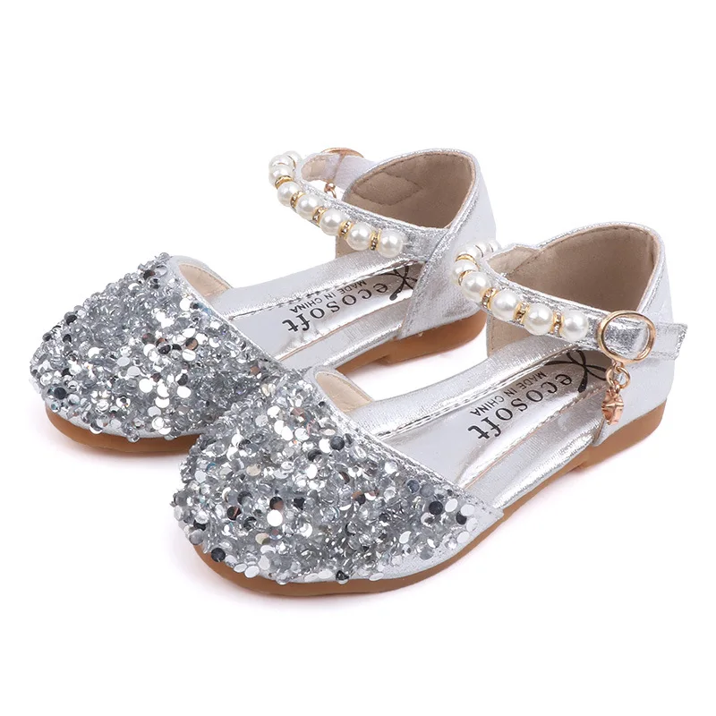 

New Girls Sandals 2020 Summer Baby Girl Shoes Toddler Infant Kids Pearl Sequins Single Princess Shoes Sandals A619