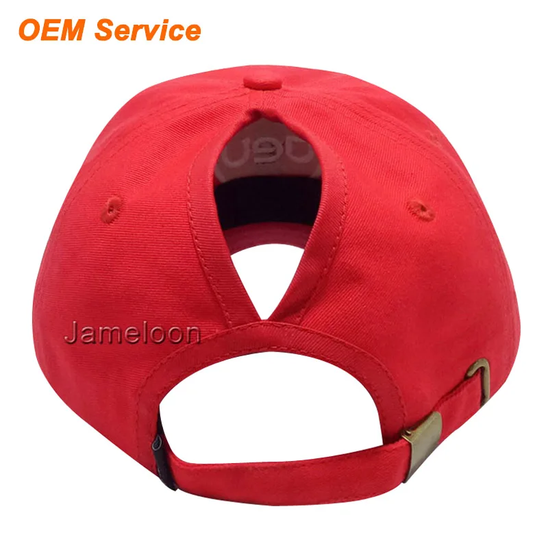 Custom-Made Logo Name Trademark Long Strap Small MOQ OEM Service Football Tennis Dad Hat With Hair Hole Sun Visor Baseball Cap