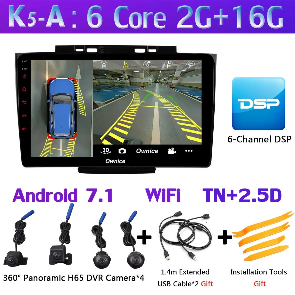 K5-A Ownice K1 K3 K5 K6 автомобильный dvd-плеер gps радио для Haval Hover Greatwall Great Wall H5 H3 2013- CarPlay DSP Adas 360 ° панорамный - Цвет: K5-A