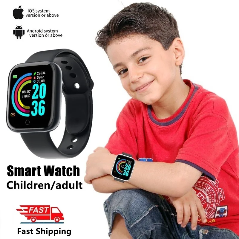 

Умные часы Y68 для детей, мужчин и женщин, спортивные часы, пульсометр, артериальное давление, цифровые светодиодные электронные часы, брасле...