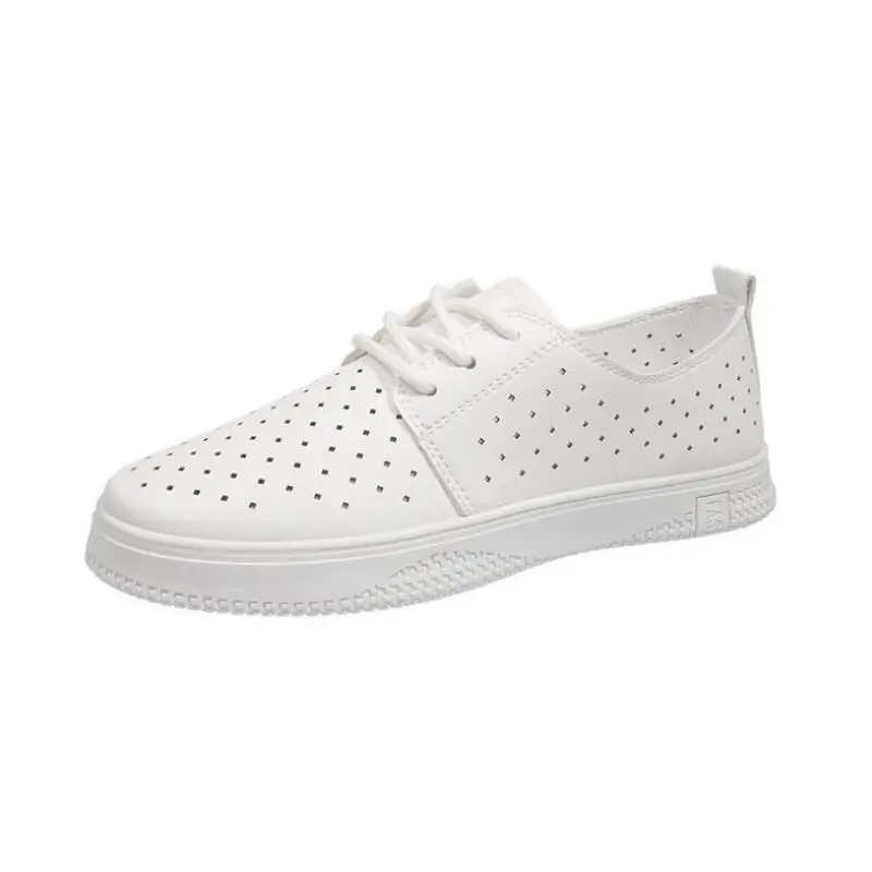 

Flats Women Fashion Round Toe High Quality Lace Loafers for Summer Lady Casual White Lace Up Stylish Shoes for Student Sapato