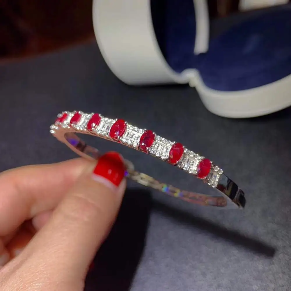 Стихийных бедствий и реальные рубиновый браслет твердый S925 стерлингового