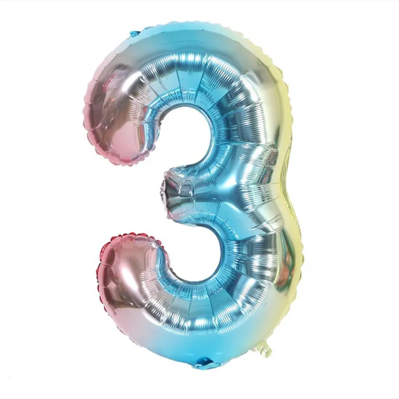 32 дюйма Золотое серебряное число Фольга воздушные шары цифры шарики для день