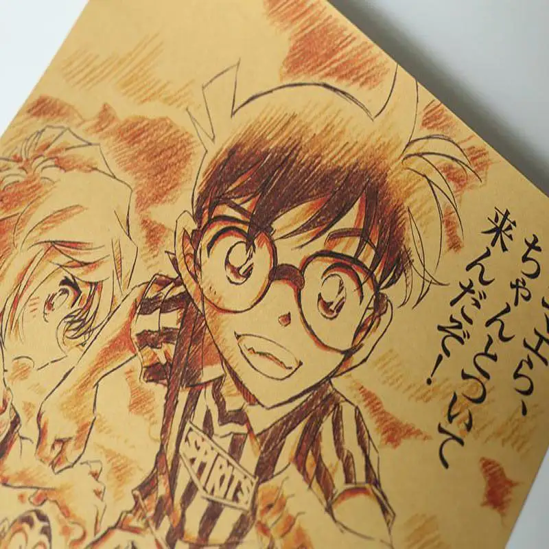 Аниме мультфильм Детектив Конан крафт бумага Ретро фотокартина Настенная