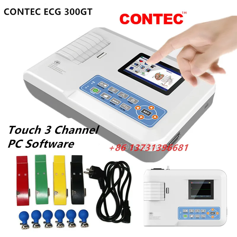 CONTEC сенсорный экран ECG300GT цифровой 12-Leads 3 канал ЭКГ машина + Программное