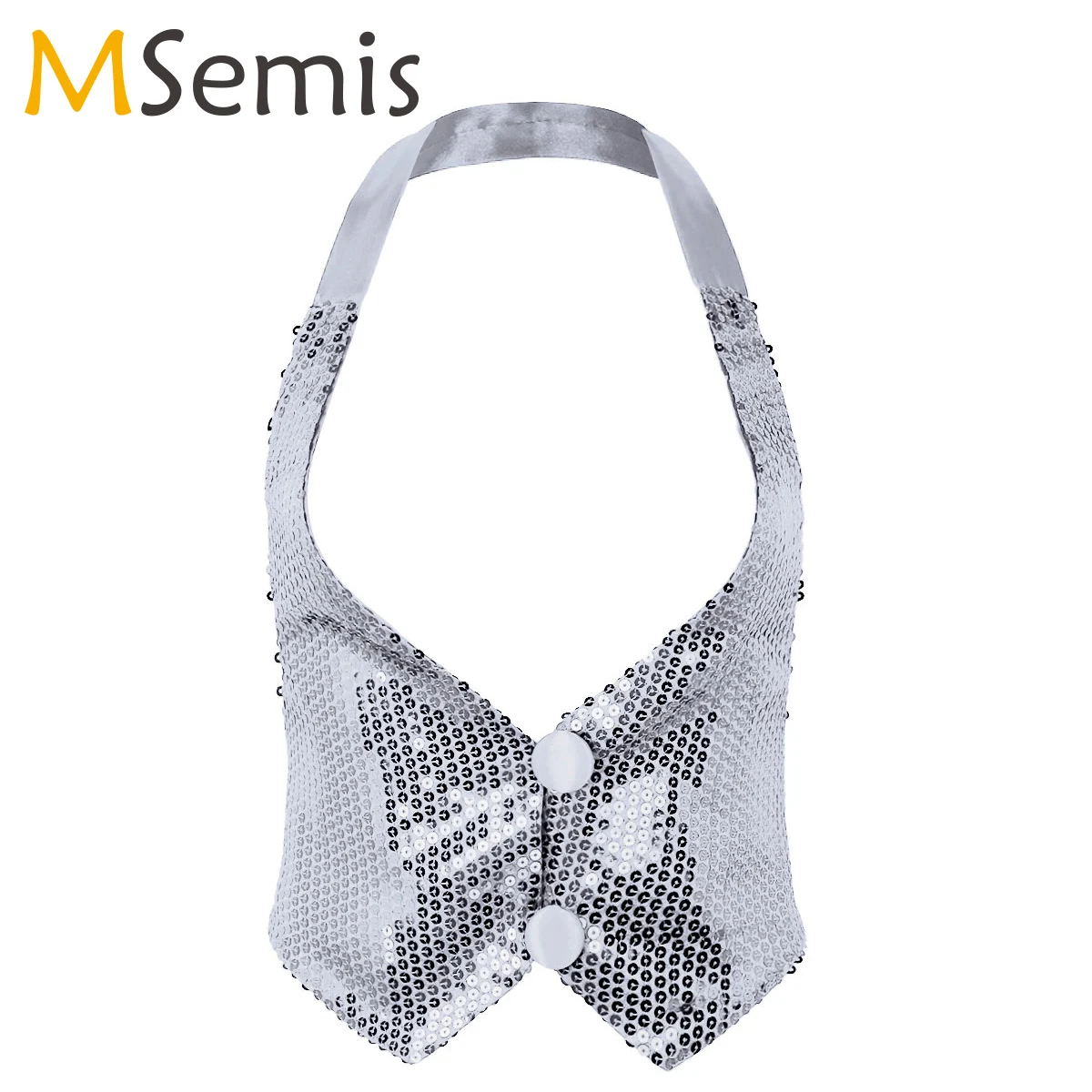 

MSemis Women Shiny Sparkly Sequins Backless Halter Neck Vest Waistcoat Sexy Clubwear Jazz Dance Tank Top
