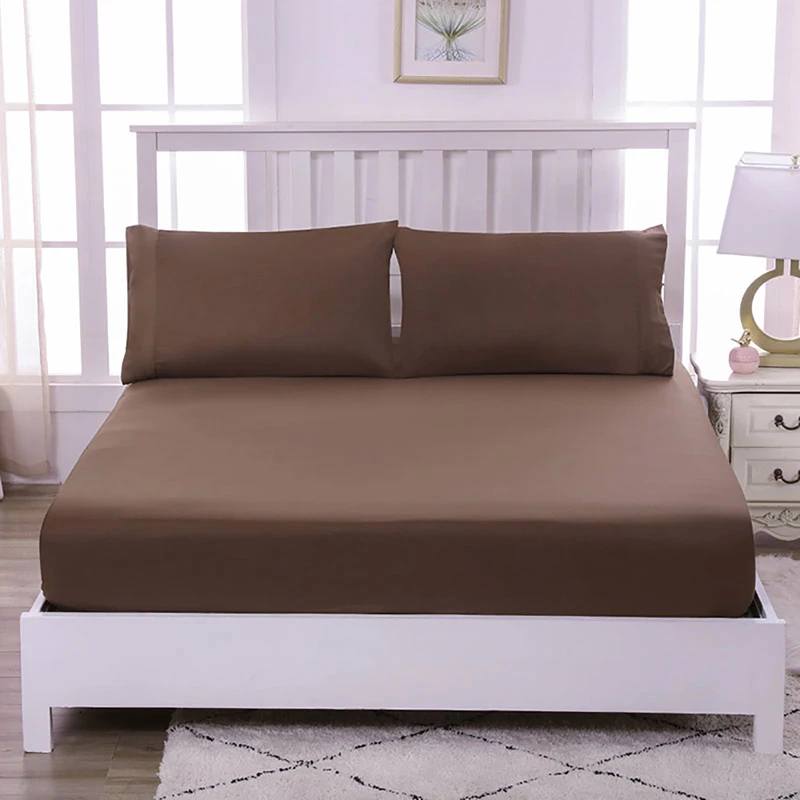 

1pcs 100% polyester solid bed mattress set with four corners and elastic band sheets hot sale