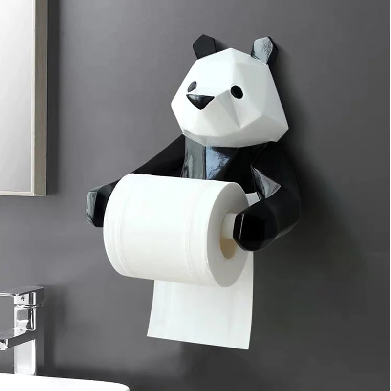 Смола Panda фигурин рулон туалетной бумаги держатель Box настенный Wi-Fi Ванная
