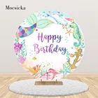 Mocsicka Круглый Круг фон для фотографии крышка подводная Русалка Принцесса День рождения фон новорожденный ребенок душ фоны